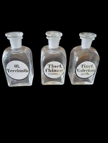 Fles (4) - Glas - Antieke apothekersflessen