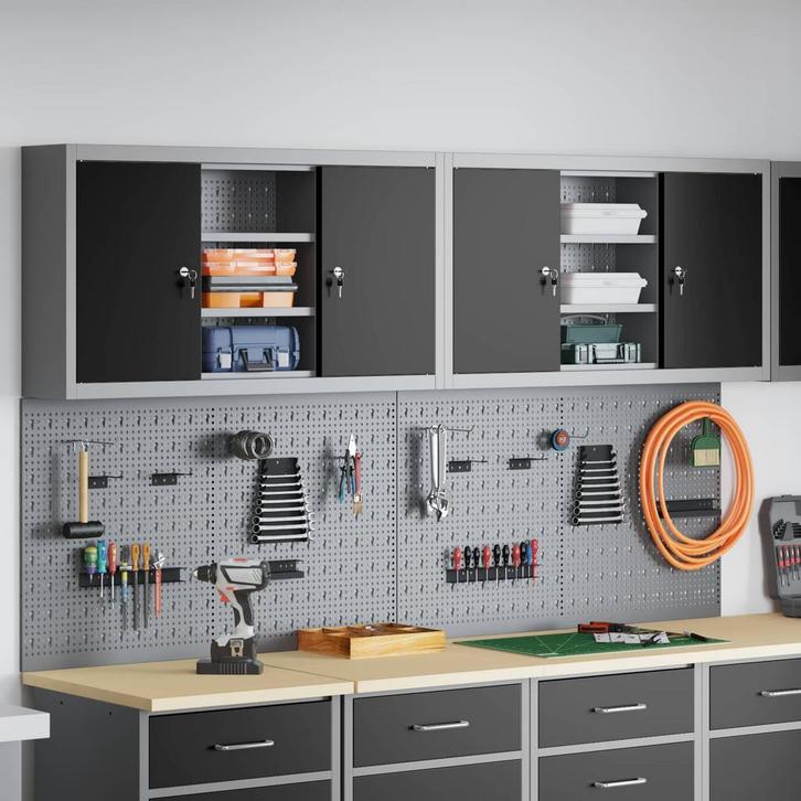 vidaXL Gereedschapskast Set met plank 6 pcs Zwart, Doe-het-zelf en Bouw, Hang- en Sluitwerk, Nieuw, Verzenden