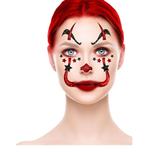 Halloween Gezicht Stickers Clown Glitter 20cm, Verzenden