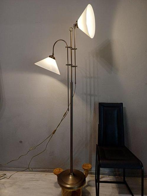 Lampadaire - Laiton, Verre - Réglable, Antiek en Kunst, Curiosa en Brocante