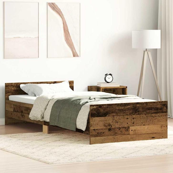 vidaXL Bedframe zonder matras 100x200 cm bewerkt hout oud, Huis en Inrichting, Slaapkamer | Bedden, Nieuw, Verzenden