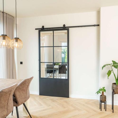 Stalen Schuifdeur - 6 Vlaks met kickplate - Helder glas, Doe-het-zelf en Bouw, Raamkozijnen en Schuifdeuren, Inclusief glas, Nieuw