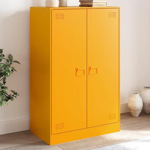 vidaXL Buffet jaune moutarde 67x39x107 cm acier, Maison & Meubles, Armoires | Dressoirs, Neuf, Envoi