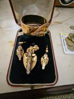 Parure - 12 kt. Geel goud Turquoise - Parel, Handtassen en Accessoires, Antieke sieraden