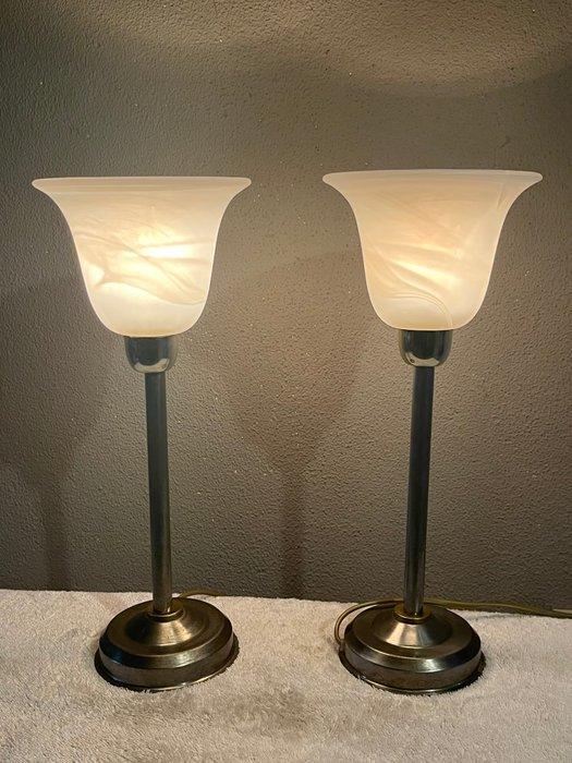 Tafellamp - Albast, Metaal - Twee Alabast lampen, Antiquités & Art, Curiosités & Brocante