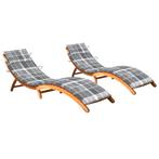 vidaXL Ligbedden 2 st met kussens massief acaciahout, Tuin en Terras, Ligbedden, Verzenden, Nieuw