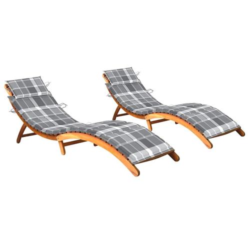 vidaXL Ligbedden 2 st met kussens massief acaciahout, Tuin en Terras, Ligbedden, Nieuw, Verzenden
