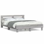 vidaXL Cadre de lit avec tête de lit sonoma gris 150x200, Neuf, Verzenden