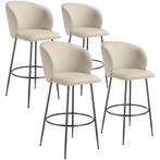 tectake Barkruk Luana, met rugleuning, fluweellook - crème/z, Huis en Inrichting, Barkrukken, Verzenden, Nieuw