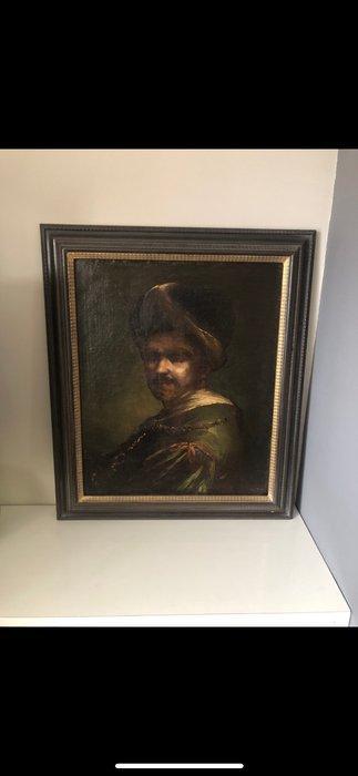 Circle/School of Rembrandt (XVII-XVIII) - Man with turban, Antiek en Kunst, Kunst | Schilderijen | Klassiek