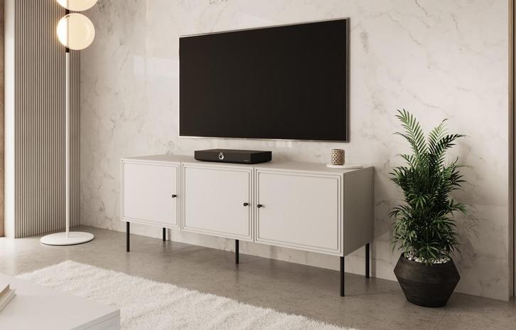 Meubella | TV-Meubel wit 150cm | modern | 3 deuren, Huis en Inrichting, Kasten |Televisiemeubels, 25 tot 50 cm, Nieuw, 150 tot 200 cm