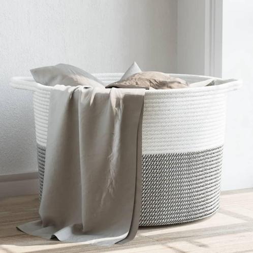 vidaXL Wasmand Ø 55x36 cm katoen grijs en wit, Huis en Inrichting, Woonaccessoires | Overige, Nieuw, Verzenden