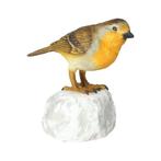 Beeldje - Robin on stone - Brons, Steen, Antiquités & Art