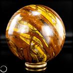 Boule œil-de-tigre naturelle – Veines dor intenses avec un
