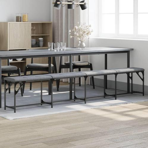 vidaXL Eetkamerbank 248x32x45 cm staal en stof lichtgrijs, Huis en Inrichting, Stoelen, Nieuw, Verzenden