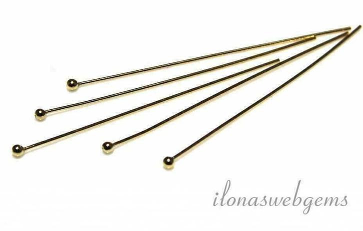 6 stuks Gold filled nietstift met bolletje ca. 40x0.5mm, Hobby & Loisirs créatifs, Fabrication de Perles & Bijoux, Envoi