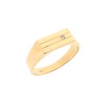 Gouden zegelring met zirconia | Heren (vintage, heren ring), Gebruikt, Overige kleuren, 20 of groter, Heer