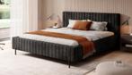 Meubella | Tweepersoonsbed 180x200 zwart velvet, Huis en Inrichting, Slaapkamer | Bedden, Verzenden, Nieuw, 180 cm