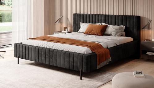 Meubella | Tweepersoonsbed 180x200 zwart velvet, Huis en Inrichting, Slaapkamer | Bedden, Nieuw, 180 cm, Verzenden
