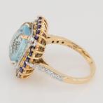 Ring - 14 karaat Geel goud - 7.14ct. tw. Aquamarijn -