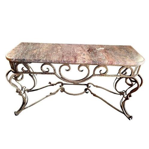 Wandtafel - Metaal - Italiaans marmeren blad met een, Antiek en Kunst, Curiosa en Brocante