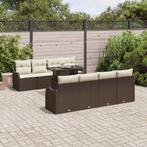 vidaXL Tuinbank Set met kussen 7 pcs Bruin poly rattan, Tuin en Terras, Verzenden, Nieuw