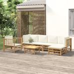 vidaXL 7-delige Loungeset met kussens bamboe crèmewit, Tuin en Terras, Verzenden, Nieuw, Loungeset