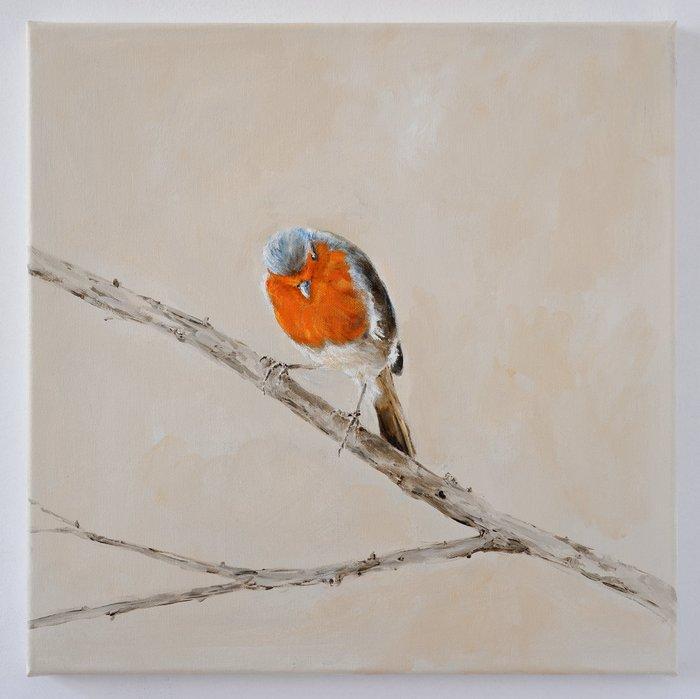 Matthieu van Riel - Roodborstje, Antiek en Kunst, Kunst | Schilderijen | Modern