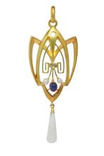 Pendentif - 18 carats Or jaune - Perle - Sapphire,