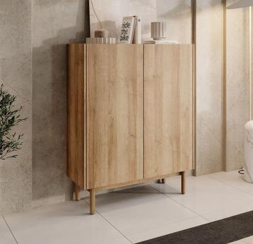 Meubella | Dressoir eiken 97x37x122 cm Scandinavisch, Huis en Inrichting, Kasten | Dressoirs, Verzenden, Nieuw, 25 tot 50 cm, 50 tot 100 cm