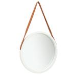 vidaXL Miroir mural avec sangle 50 cm Blanc, Maison & Meubles, Accessoires pour la Maison | Miroirs, Verzenden, Neuf