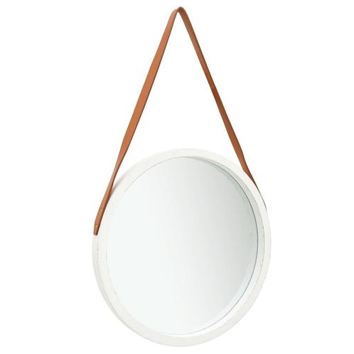 vidaXL Miroir mural avec sangle 50 cm Blanc, Maison & Meubles, Accessoires pour la Maison | Miroirs, Neuf, Envoi