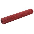 vidaXL Kippengaas 25x1 m staal met PVC coating rood, Tuin en Terras, Verzenden, Nieuw