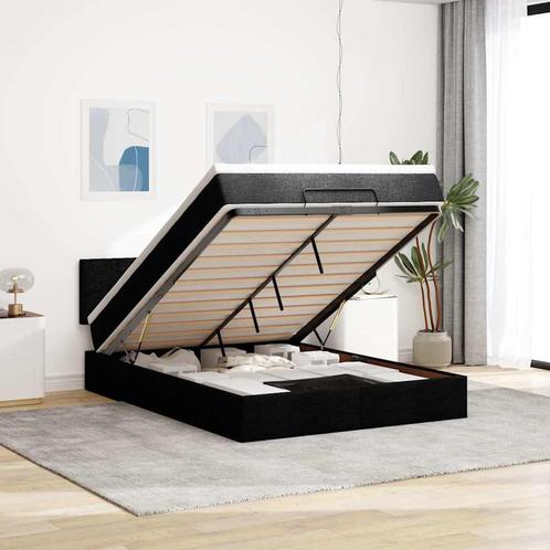 vidaXL Bed poef met matras en LEDs stof 140x190 cm zwart, Huis en Inrichting, Slaapkamer | Bedden, Nieuw, Verzenden