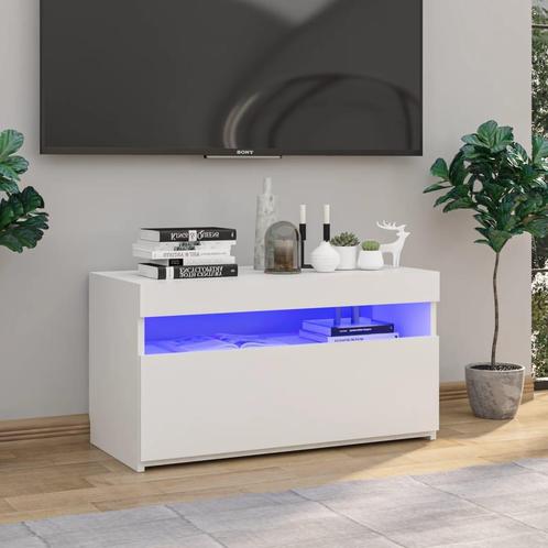 vidaXL Tv-meubel met LED-verlichting 75x35x40 cm wit, Huis en Inrichting, Kasten |Televisiemeubels, Nieuw, Verzenden