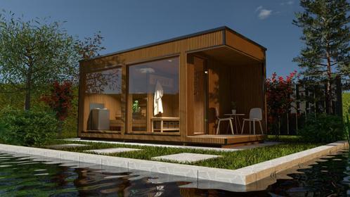Buitensauna Thermowood, Panorama tuin sauna, Fins Modern, Sport en Fitness, Sauna, Fins of Traditioneel, Complete sauna, Nieuw