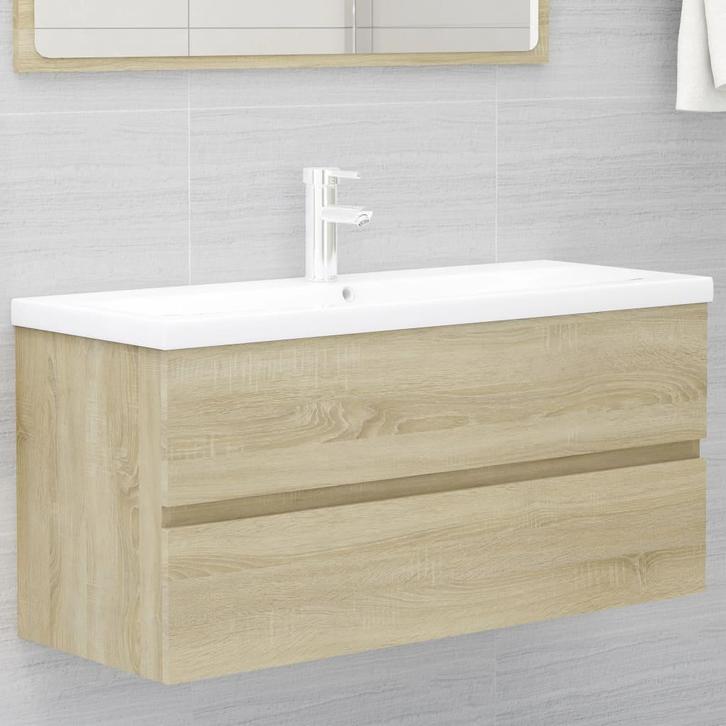 vidaXL Wastafelkast 100x38,5x45 cm bewerkt hout sonoma, Huis en Inrichting, Badkamer | Badkamermeubels, Nieuw, Verzenden