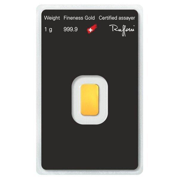 1 gram - Goud .999 - 9999 Fine Gold Bar Argor-Heraeus (In, Postzegels en Munten, Edelmetalen en Baren