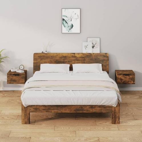 vidaXL Nachtkastjes 2 st wandgemonteerd 34x30x20 cm gerookt, Huis en Inrichting, Slaapkamer | Nachtkastjes, Nieuw, Verzenden