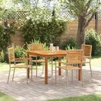 vidaXL Tuin Eettafel Set 5 pcs Beige Massief Acacia Hout, Tuin en Terras, Verzenden, Nieuw