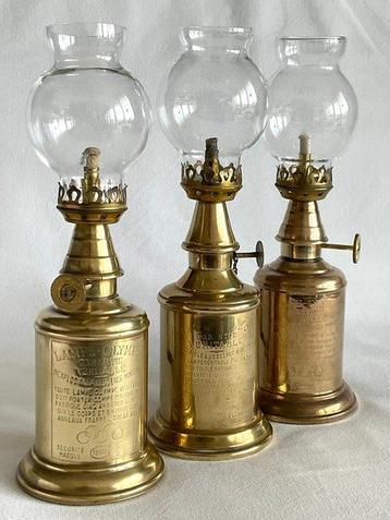 Antieke messing olielampjes __ Lampe Pigeon & Lampe Olympe -, Antiek en Kunst
