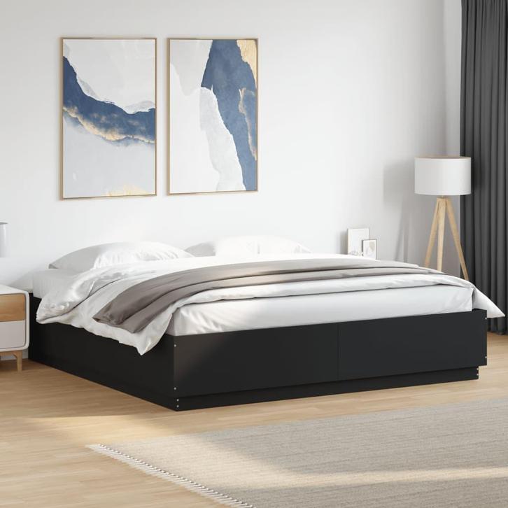 vidaXL Bedframe bewerkt hout zwart 180x200 cm, Huis en Inrichting, Slaapkamer | Bedden, Nieuw, Verzenden