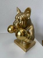 Beeld, Golden Buldog Boxer - 36 cm - Goudkleurige hars