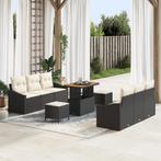 vidaXL 9-delige tuinsofa set met kussens in zwart poly, Verzenden, Nieuw