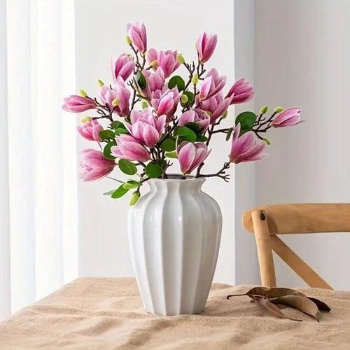 Magnolia Purple Zijdenbloem Tak 65 cm per stuk, Maison & Meubles, Accessoires pour la Maison | Plantes & Fleurs artificielles