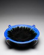Artisan Art Deco Bowl - Cobalt Blue & Inky Black Glaze - Kom