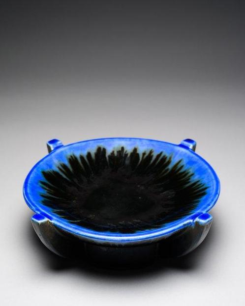 Artisan Art Deco Bowl - Cobalt Blue & Inky Black Glaze - Kom, Antiek en Kunst, Kunst | Designobjecten