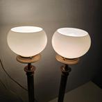 Tafellamp - Messing, Glas - Twee tafellampen