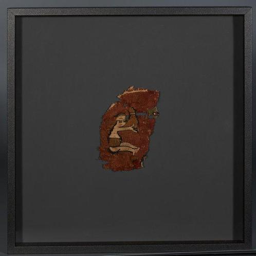 Oud-Egypte, Koptisch Linnen Textielfragment. In lijst. 4e-6e, Verzamelen, Mineralen en Fossielen