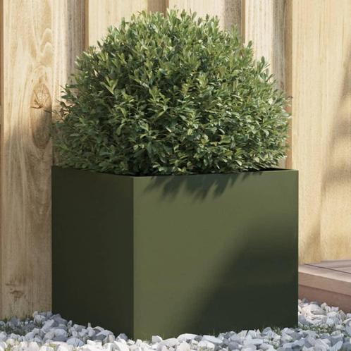 vidaXL Jardinière vert olive 42x40x39 cm acier laminé à, Jardin & Terrasse, Pots de fleurs, Neuf, Envoi